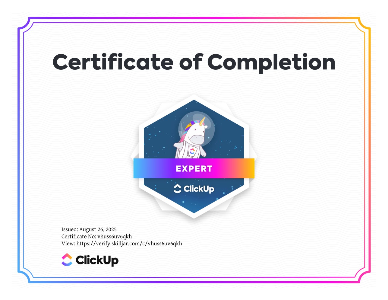 ClickUp Expert (August 2025)