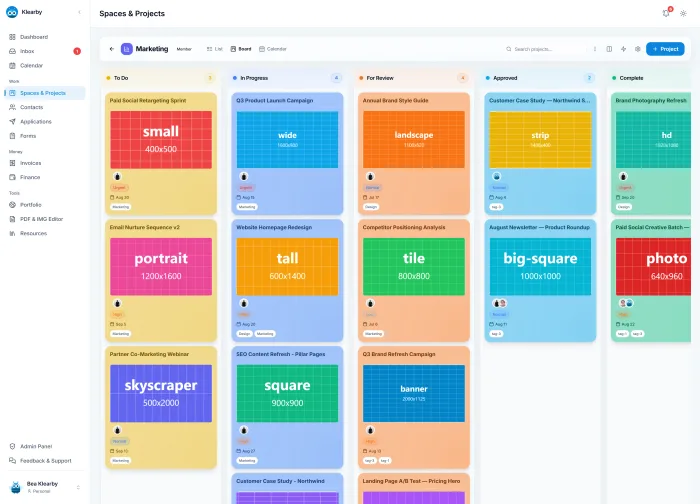 Project board with tasks grouped by status, the kind of system a good assistant leaves behind